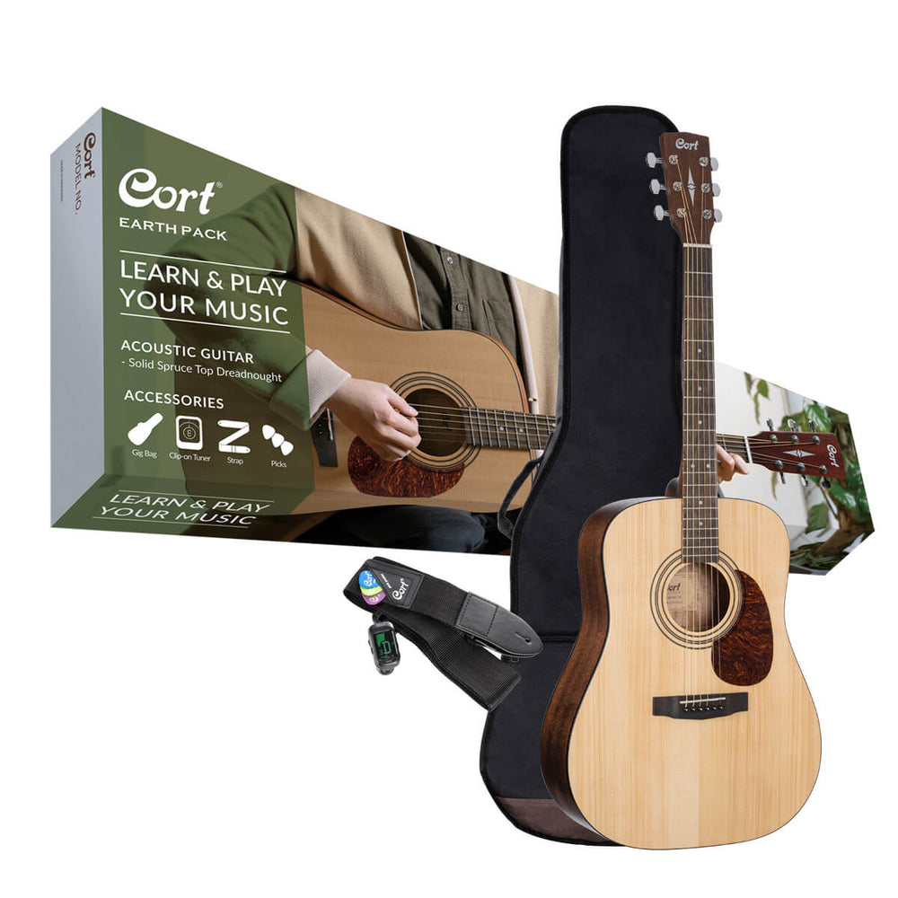 Cort Earth 60 Pack Acoustic Guitar Pack With Solid Top
