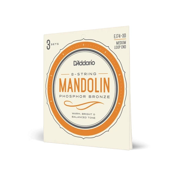 D'Addario EJ74-3D Mandolin Strings Phosphor Bronze Medium 11-40 3xPack