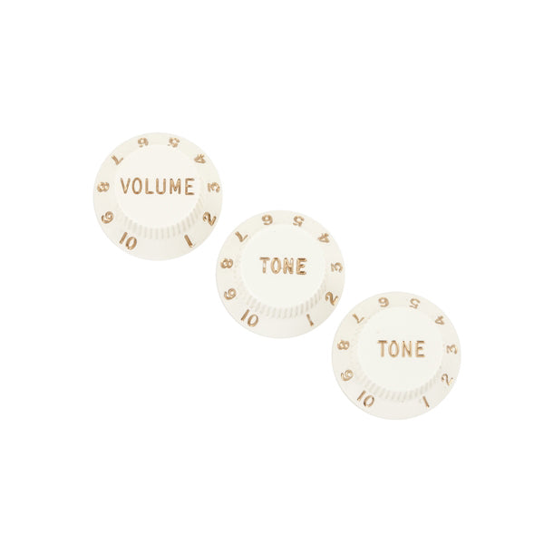 Fender Stratocaster® Knobs, Parchment (Volume, Tone, Tone) (3)