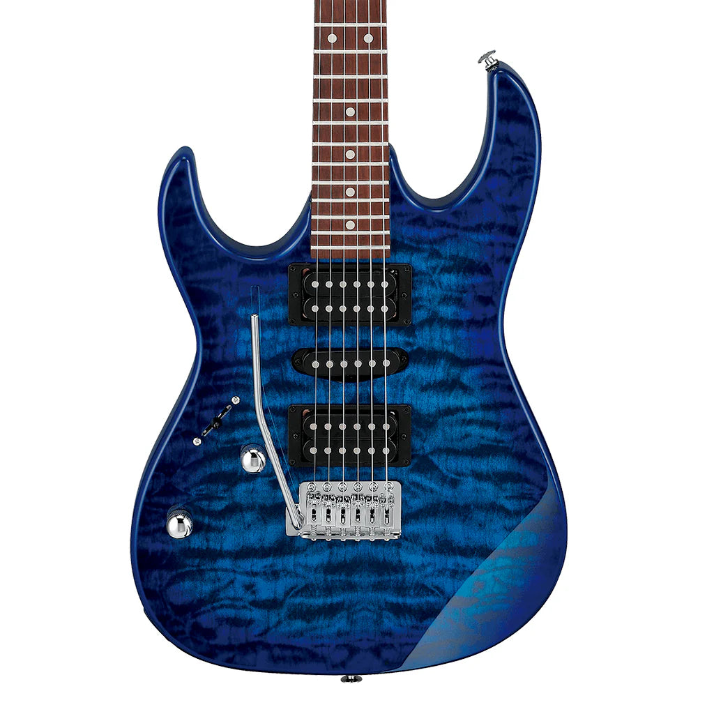Ibanez RX70QAL Left-Handed Electric Guitar in Transparent Blue Burst