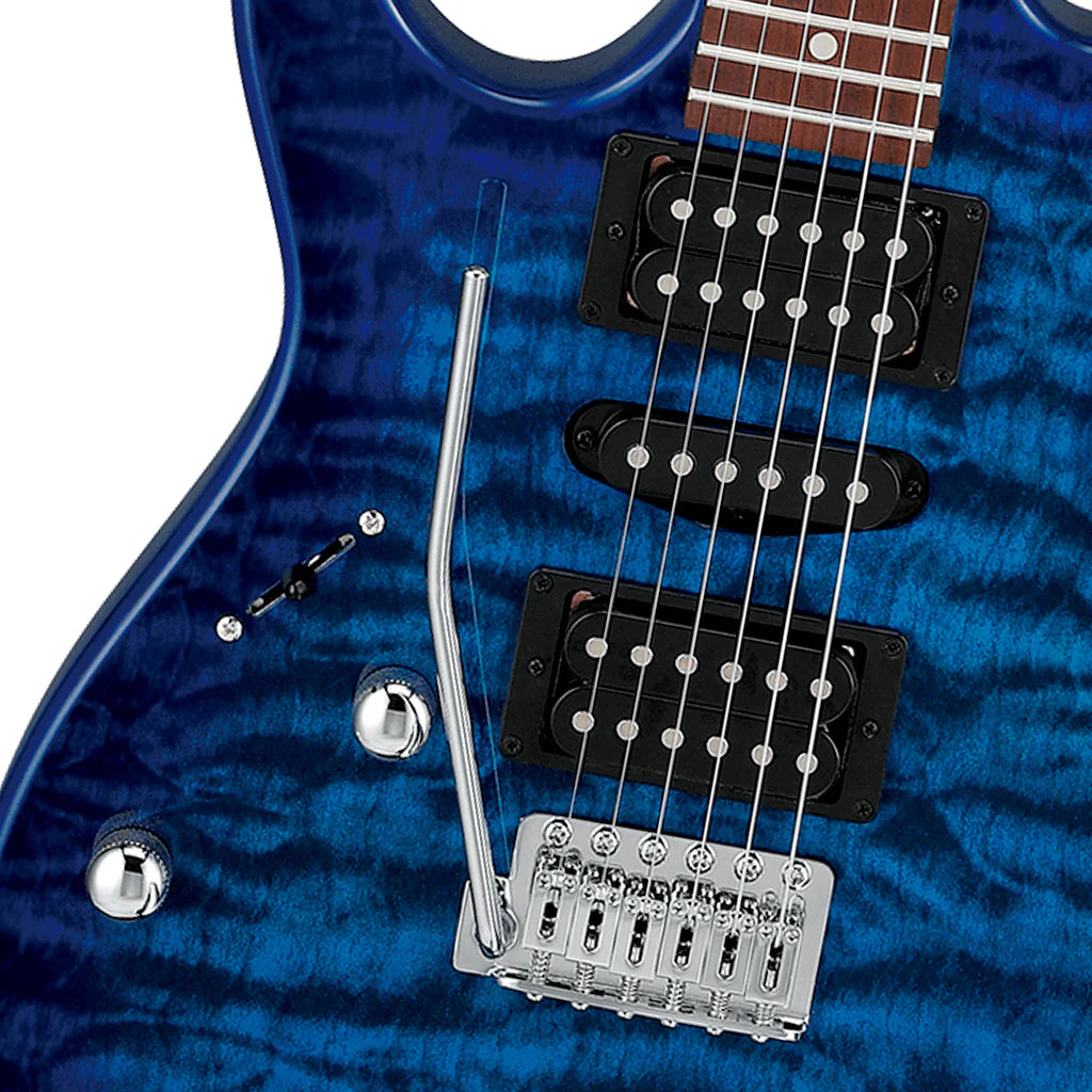Ibanez RX70QAL Left-Handed Electric Guitar in Transparent Blue Burst
