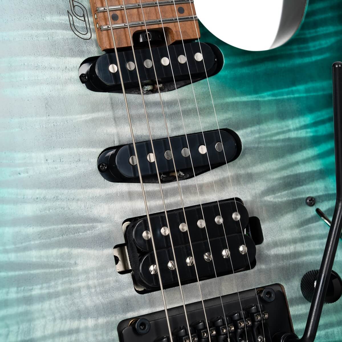 Cort Space G6TR Headless Electric Guitar, Semi Gloss Lagoon w/Bag