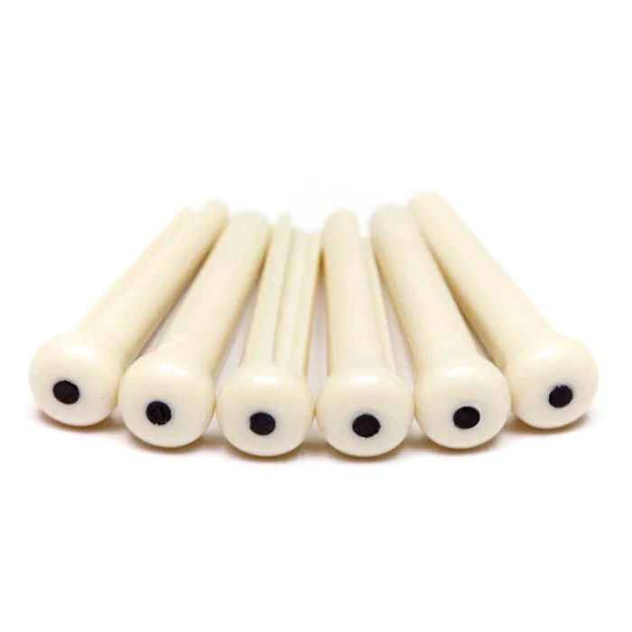 Tusq GTP11 Set of 6 Bridge Pins Ivory/Black Dot