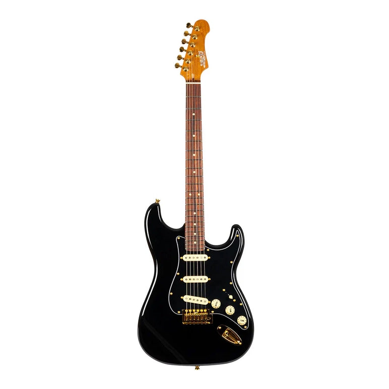 Jet JS-380-BK-G SSS, Roasted Maple, Rosewood Fingerboard, Black Gold Hardware Electric Guitar