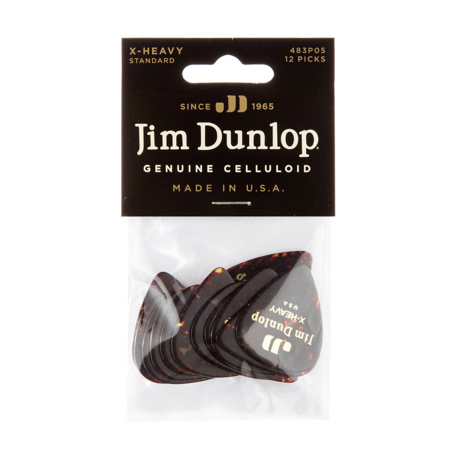 Dunlop Genuine Celluloid Plectrum 12xPack | Select Gauge X-Heavy