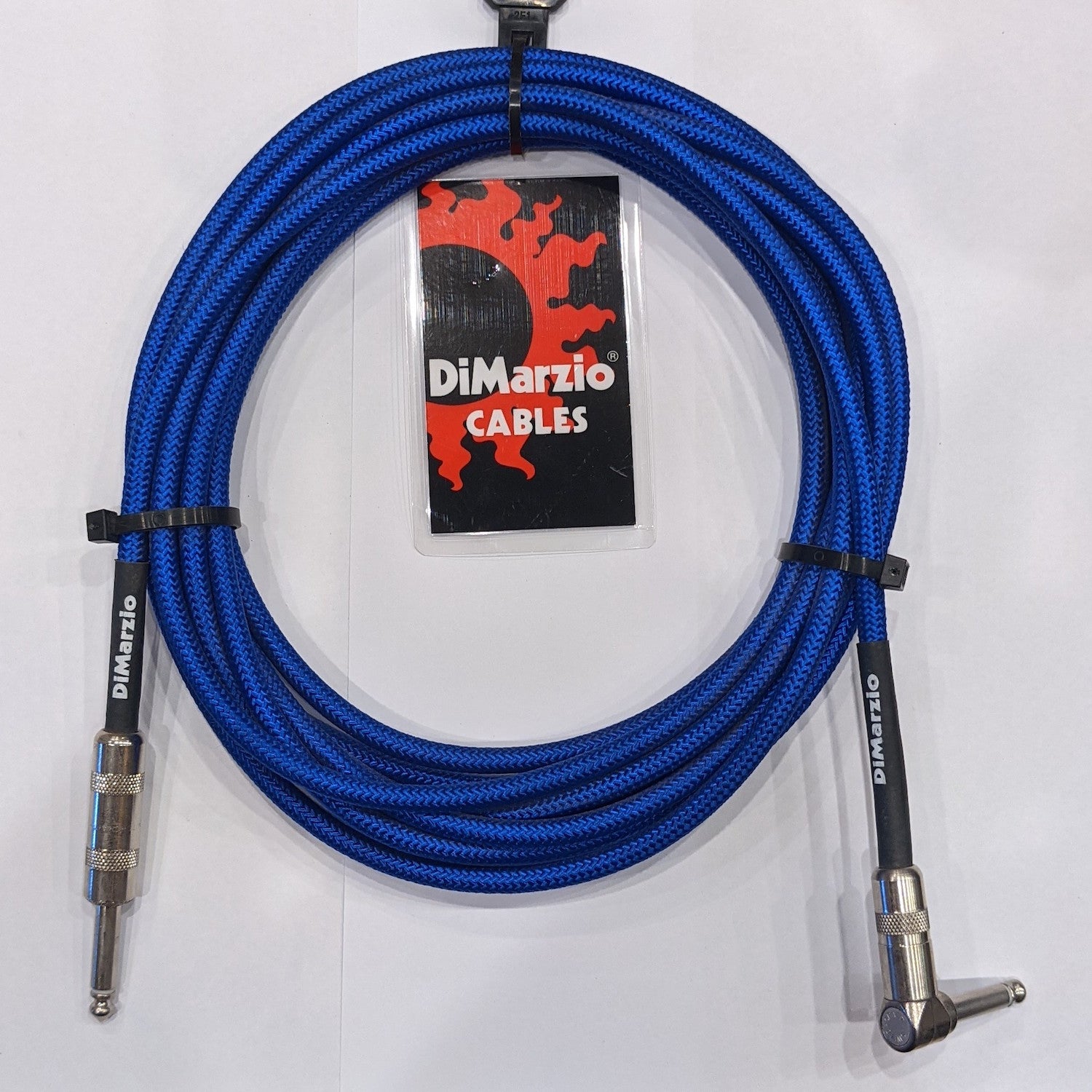 DiMarzio EP1718SREB Overbraided 18' Right-Angle Instrument Cable Electric Blue