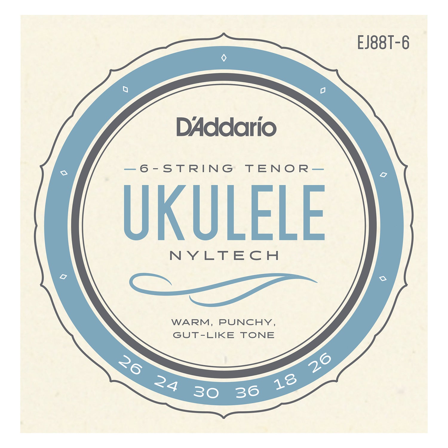 D'Addario EJ88T-6 Nyltech Ukulele, 6-String Tenor
