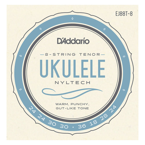 D'Addario EJ88T-8 Nyltech Ukulele, 8-String Tenor