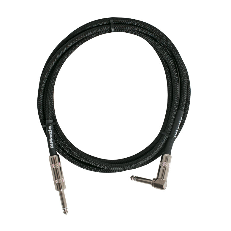 DiMarzio EP1710SRBK Black Braided 10' Right-Angle Instrument Cable