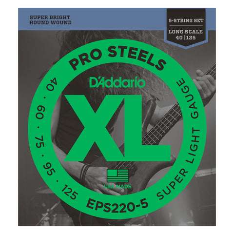 EPS220 Electric Bass 4-String Set ProSteels Round Wound Long Scale 40-95 -  jeu de 4 cordes Cordes basse électrique D'addario