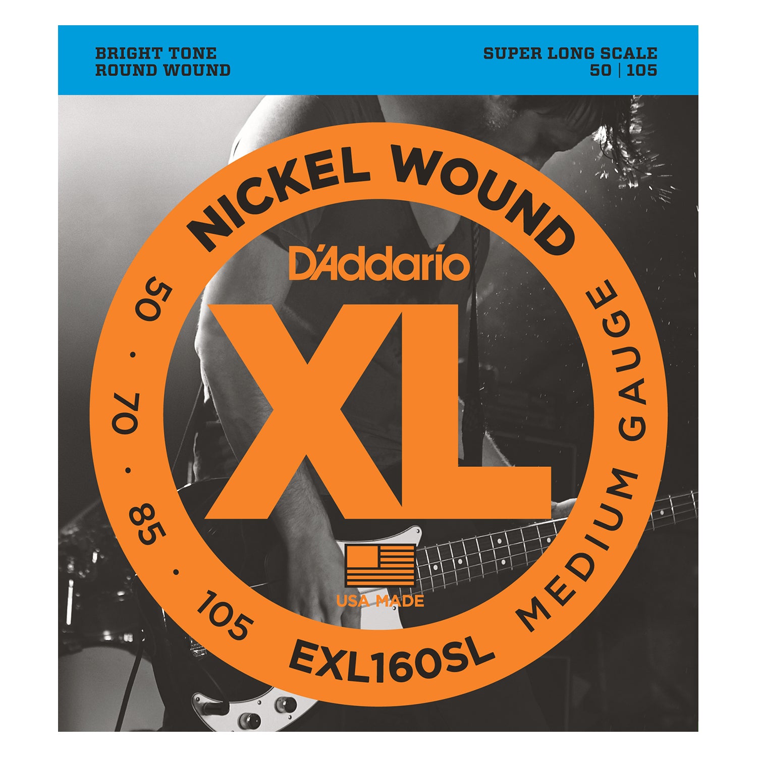 D'Addario EXL160SL Nickel Wound Bass Guitar Strings, Medium, 50-105, Super Long Scale