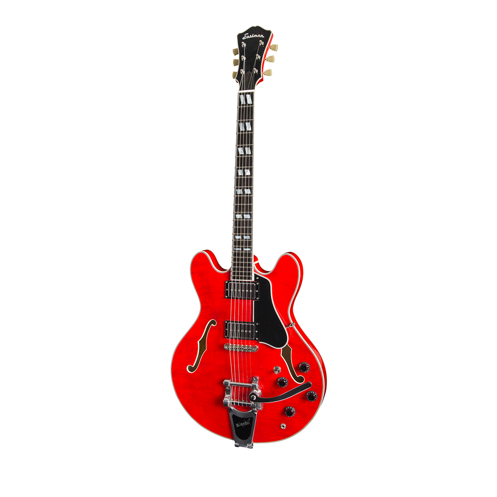 Eastman T486B-RD Thinline Semi-Hollow Electric-Red-Bigsby