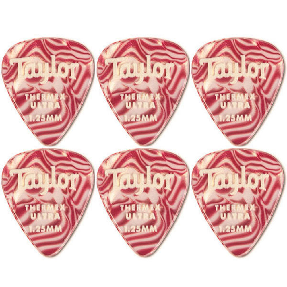 Taylor Premium 351 Thermex Ultra Picks | Select Type Ruby Swirl 1.25mm, 6xPack