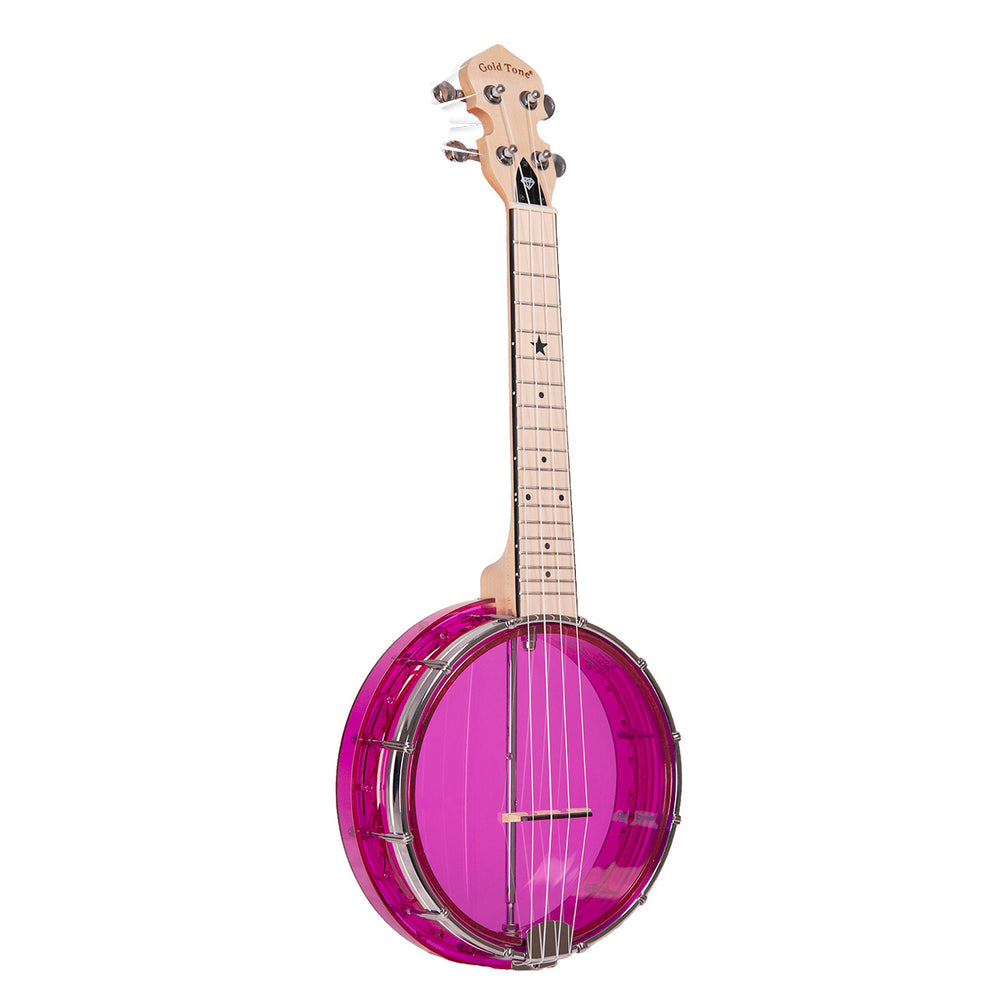 Gold Tone Little Gem See-Through Banjo-Ukulele - Amethys (purple) with bag
