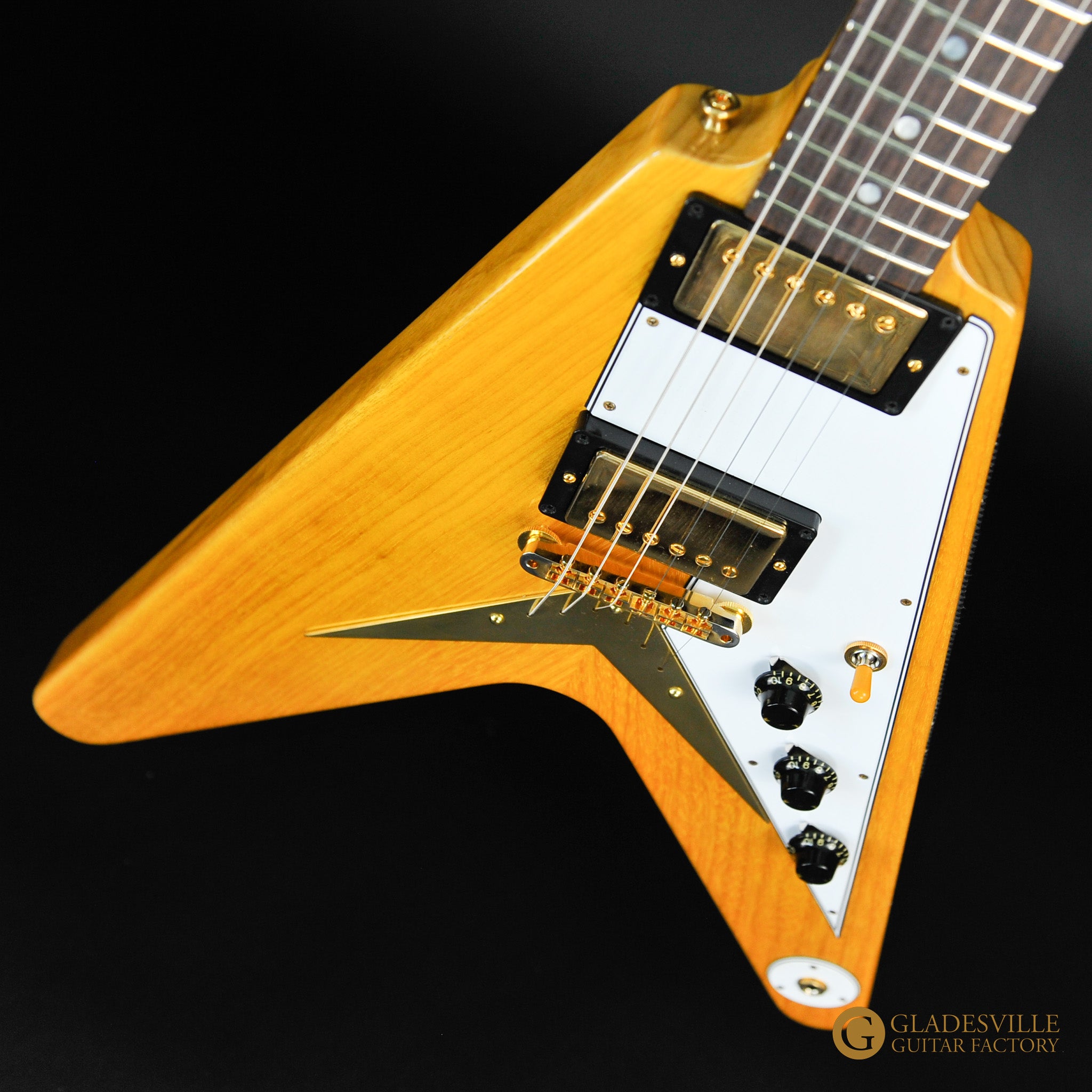 Gibson 58 Korina Flying V Electric Guitar – White Pickguard – Natural