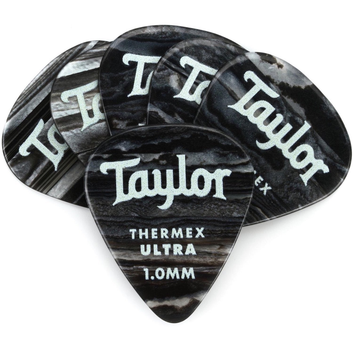 Taylor Premium 351 Thermex Ultra Picks | Select Type Black Onyx 1.0mm, 6xPack