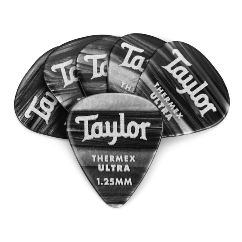 Taylor Premium 351 Thermex Ultra Picks | Select Type Black Onyx 1.25mm, 6xPack