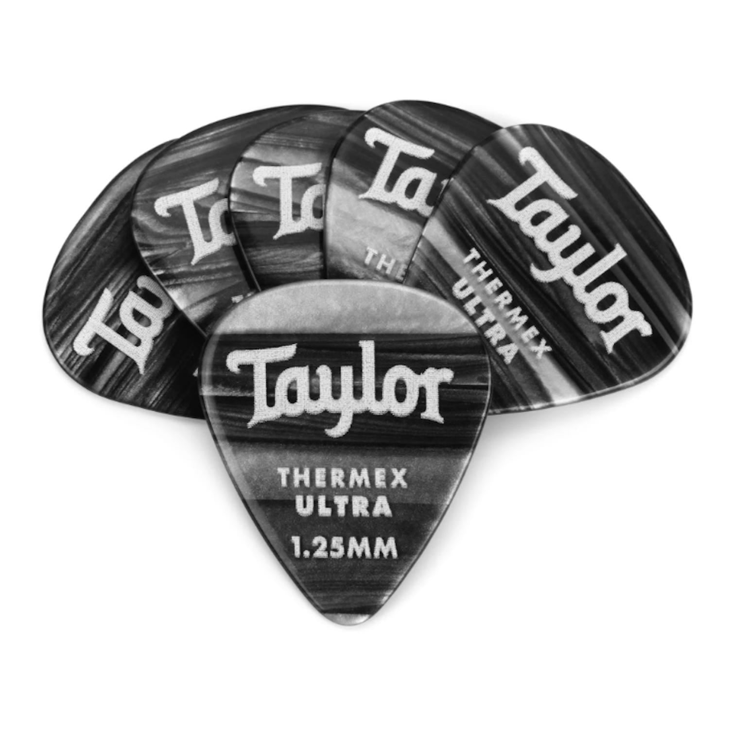 Taylor Premium 351 Thermex Ultra Picks | Select Type Black Onyx 1.25mm, 6xPack