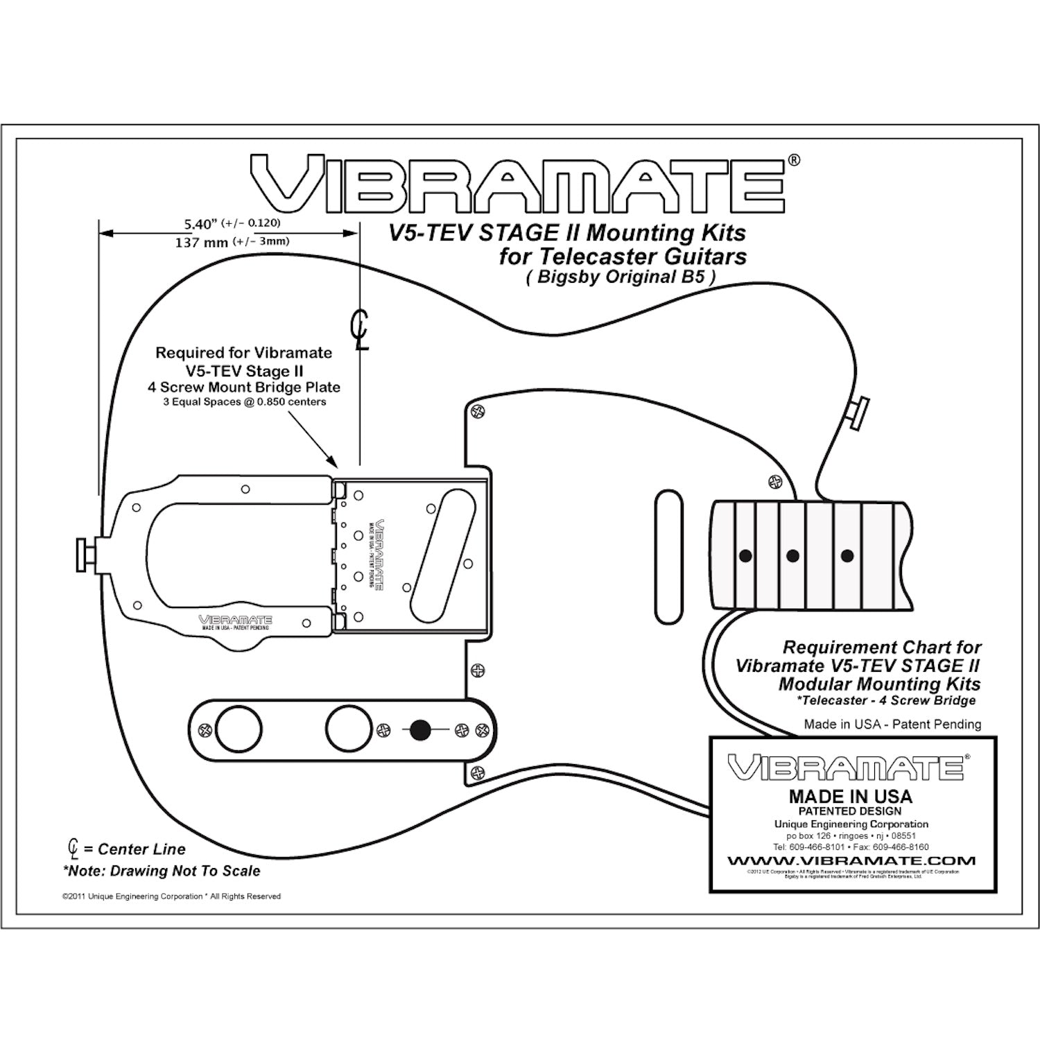 Vibramate V5-TEV-2 Vintage Tele 2 piece kit – Gladesville Guitar Factory