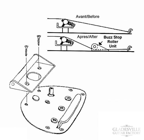 Buzz Stop Roller Attachment - Jazzmaster/Jaguar - Chrome