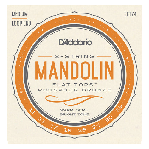 D'addario Mandolin Flat Tops Phosphor Bronze EFT74