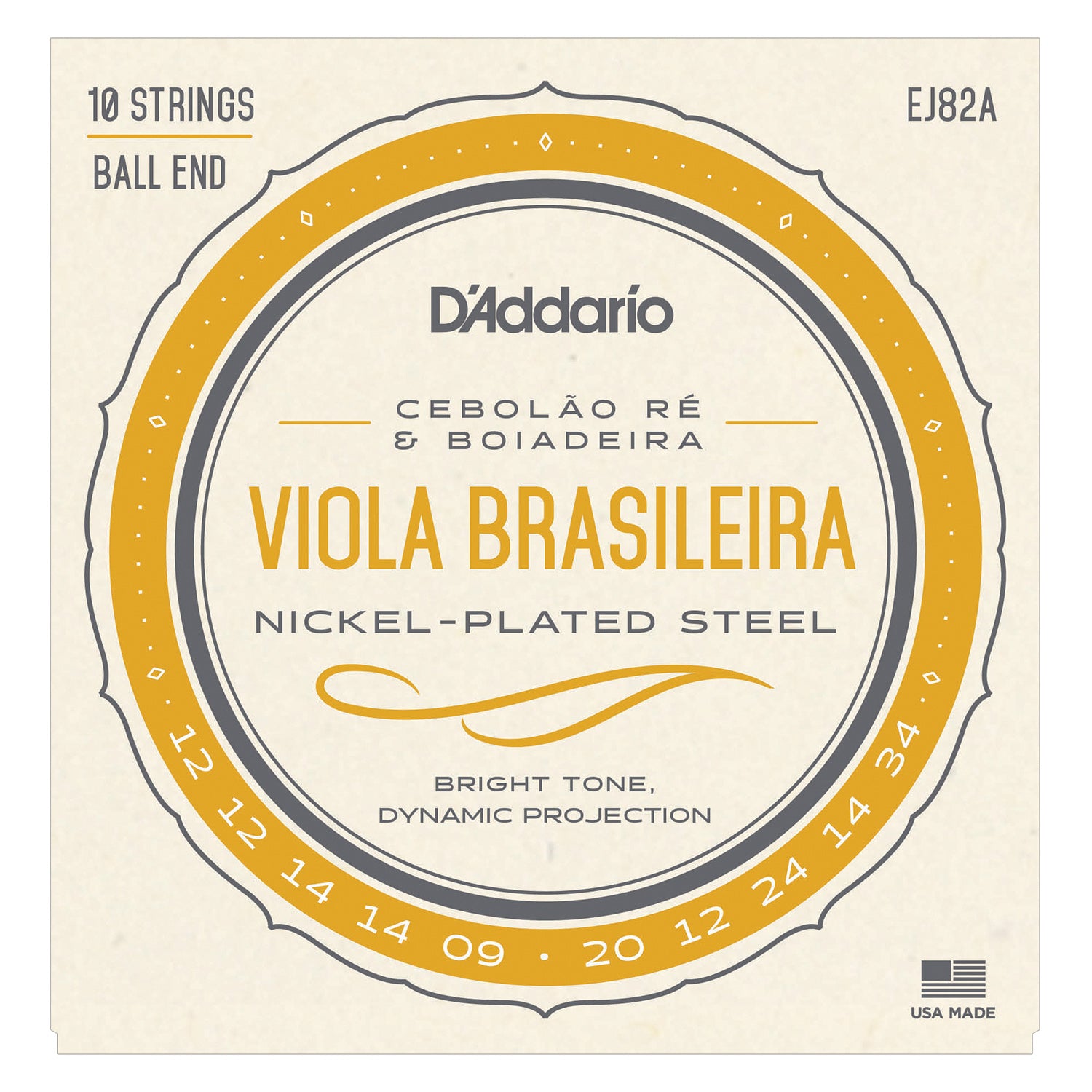 D'Addario EJ82A Viola Brasileira Set, Cebolao Re and Boiadeira