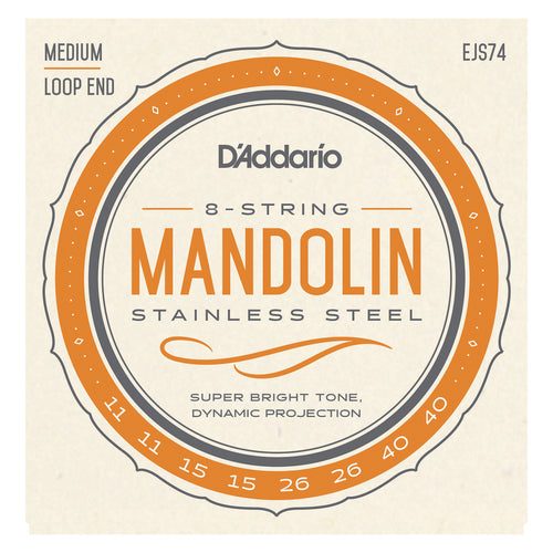 D'Addario EJS74 Mandolin Strings, Phosphor Bronze, Stainless Steel, 11-40