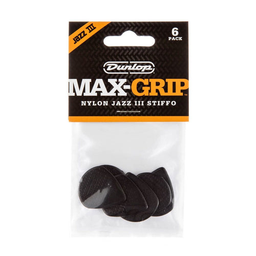 Dunlop Max-Grip Nylon Jazz III Black 6 Pack